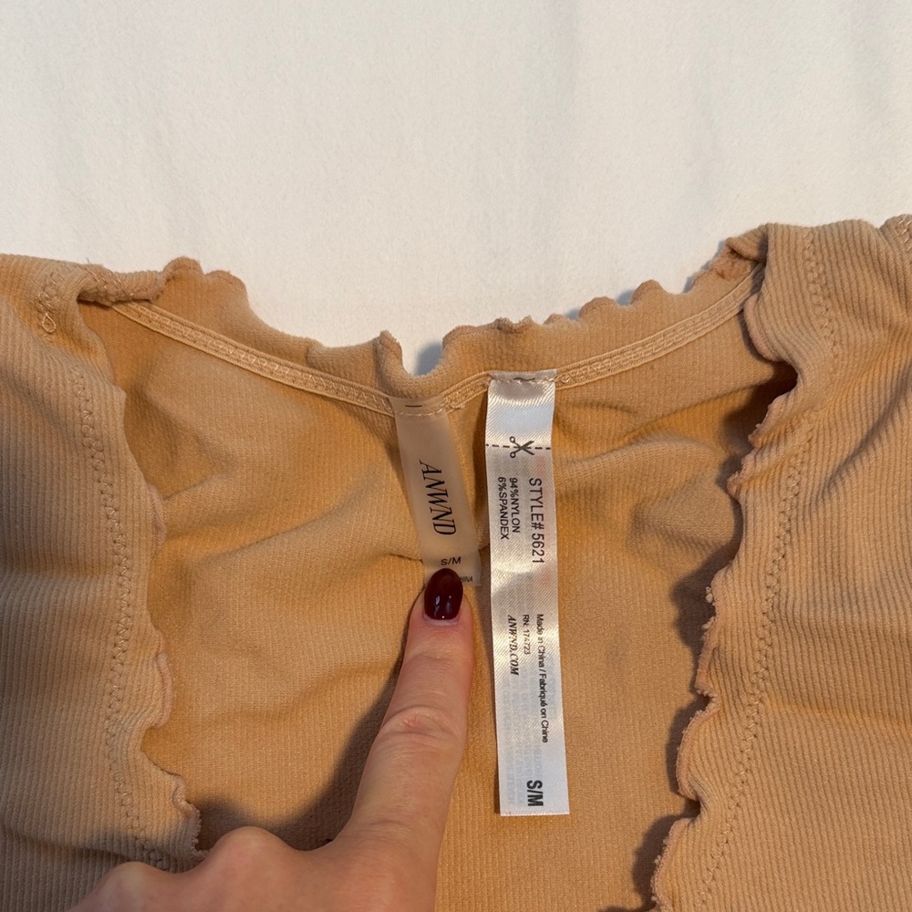 Elegant Ruffled Tan Tank Top - Picture 3 of 3